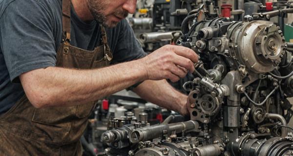 Professional engine repair workshop